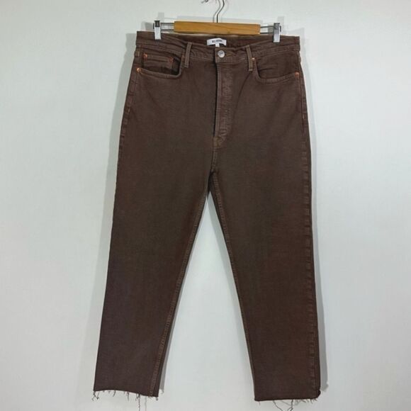 NWT RE/DONE × LEVI'S 70s Ultra High Rise Stove Pipe Jeans Raw Hem Chocolate 29 - Picture 5 of 8